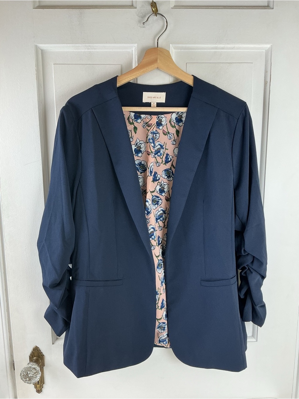 Skies Are Blue Raja Collarless Open Front Blazer